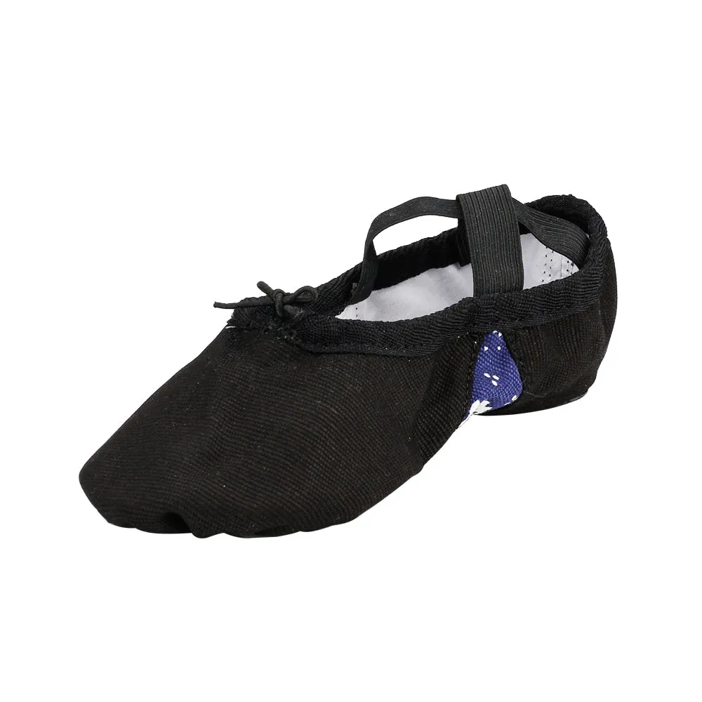 Split Sole Canvas Ballet Shoe Girls Slip on Flower Flats