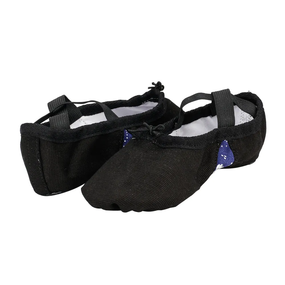 Split Sole Canvas Ballet Shoe Girls Slip on Flower Flats