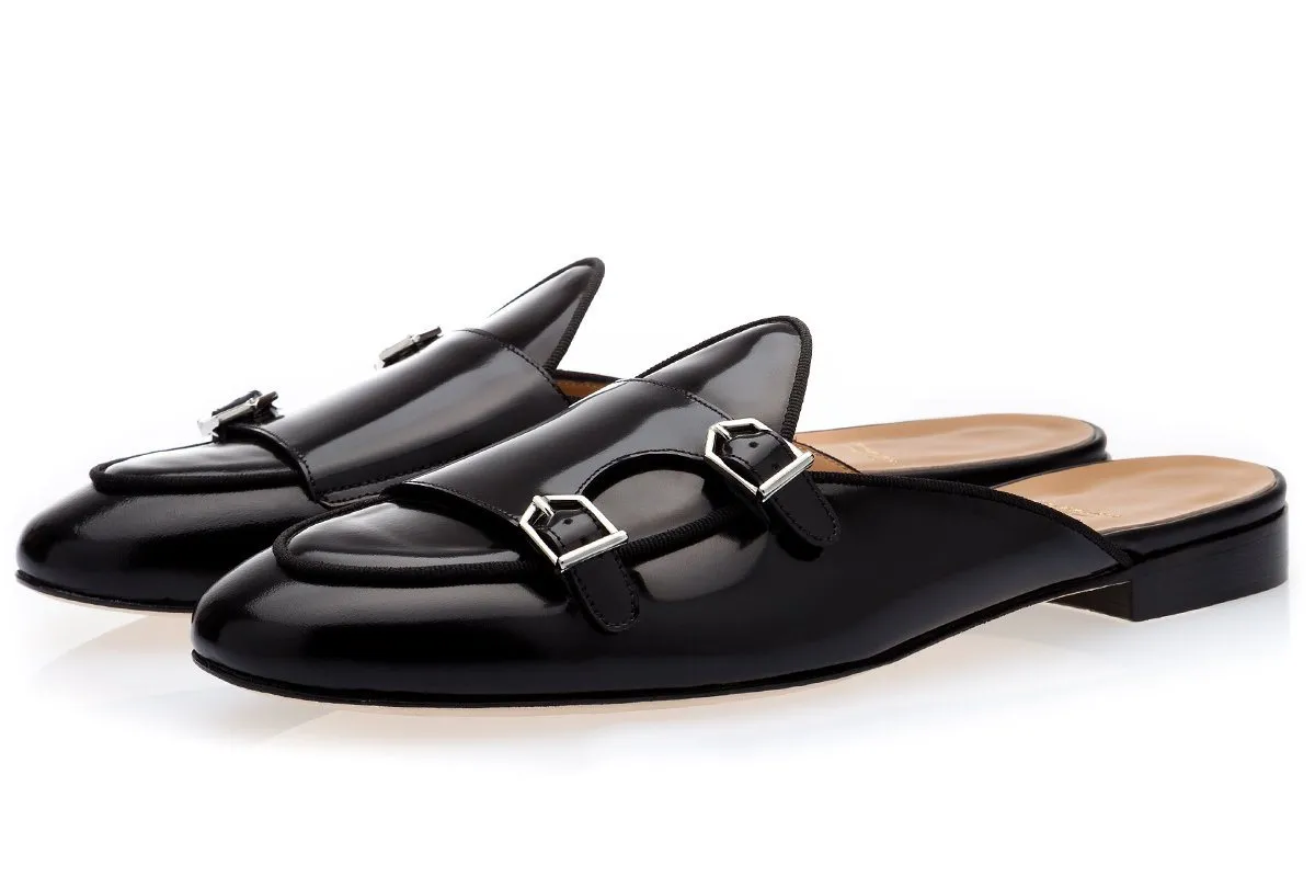 TANGERINE 7 BRUSHED BLACK MULES
