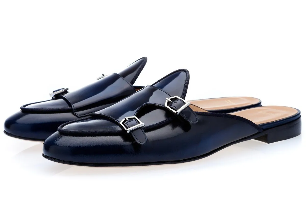 TANGERINE 7 BRUSHED NAVY MULES