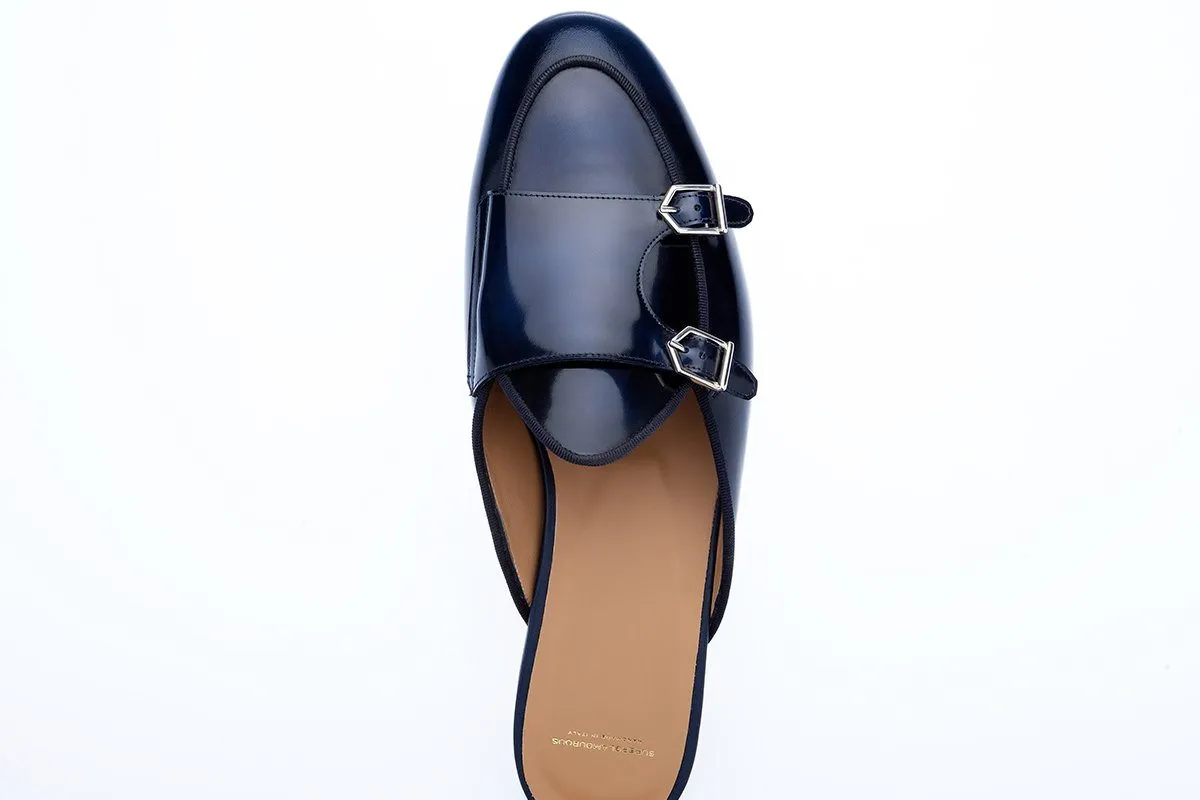 TANGERINE 7 BRUSHED NAVY MULES