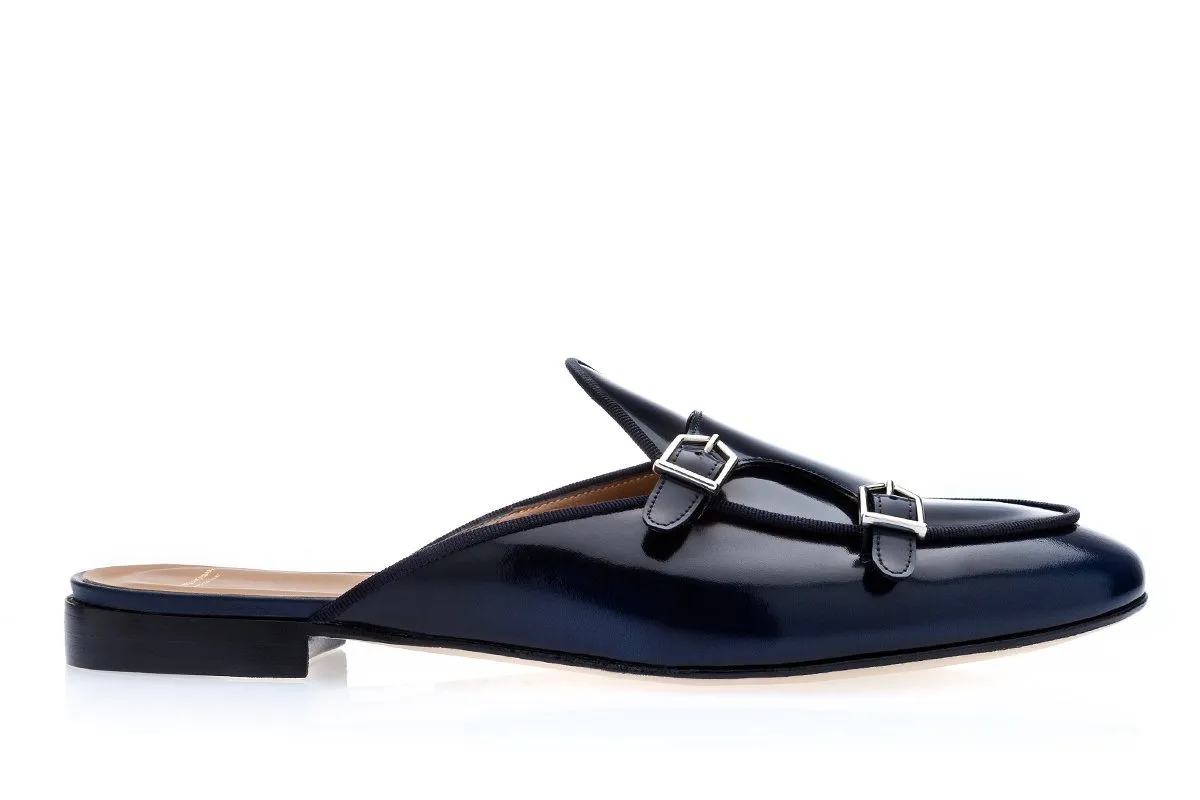 TANGERINE 7 BRUSHED NAVY MULES