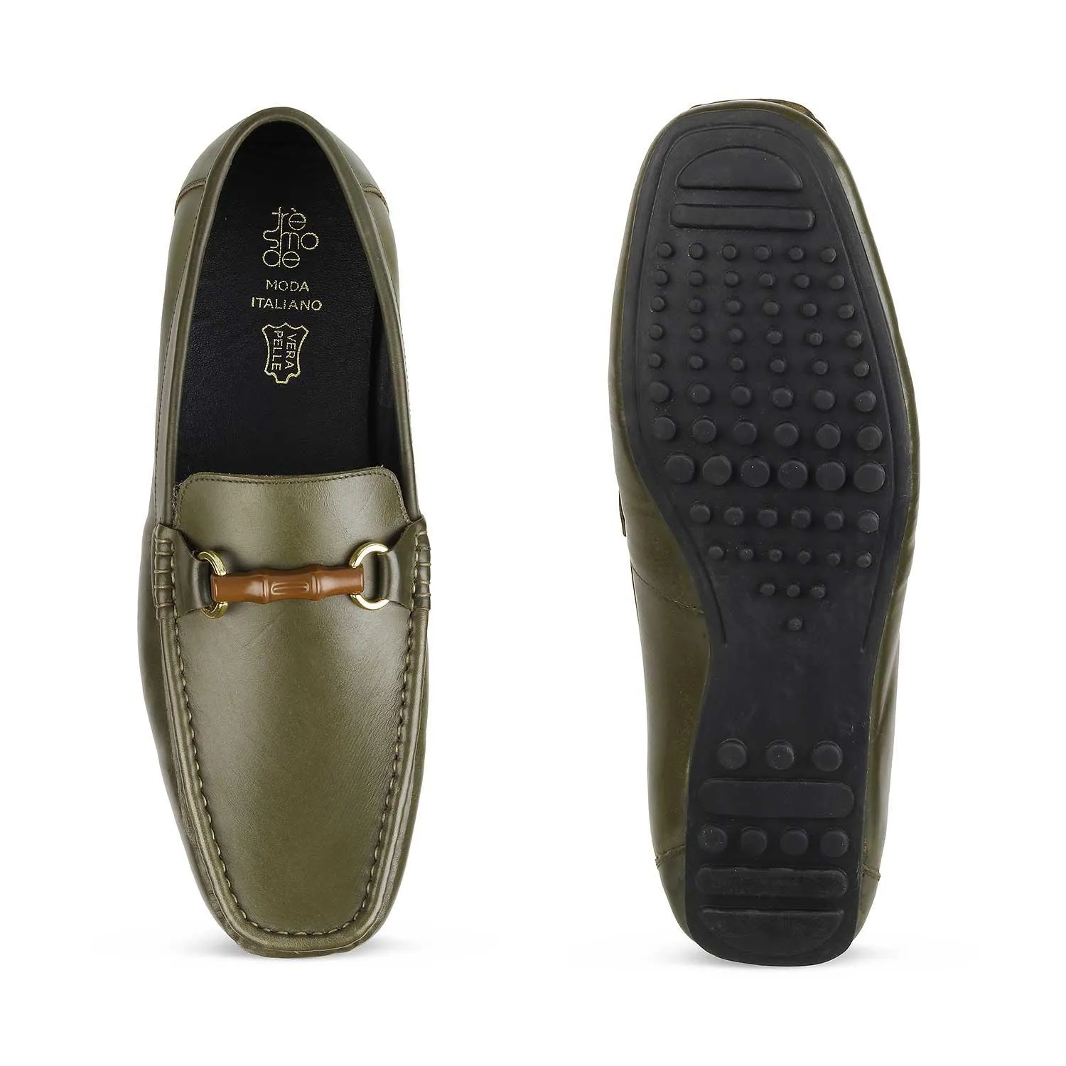 The Porter-2 Green Men's Leather Loafers Tresmode