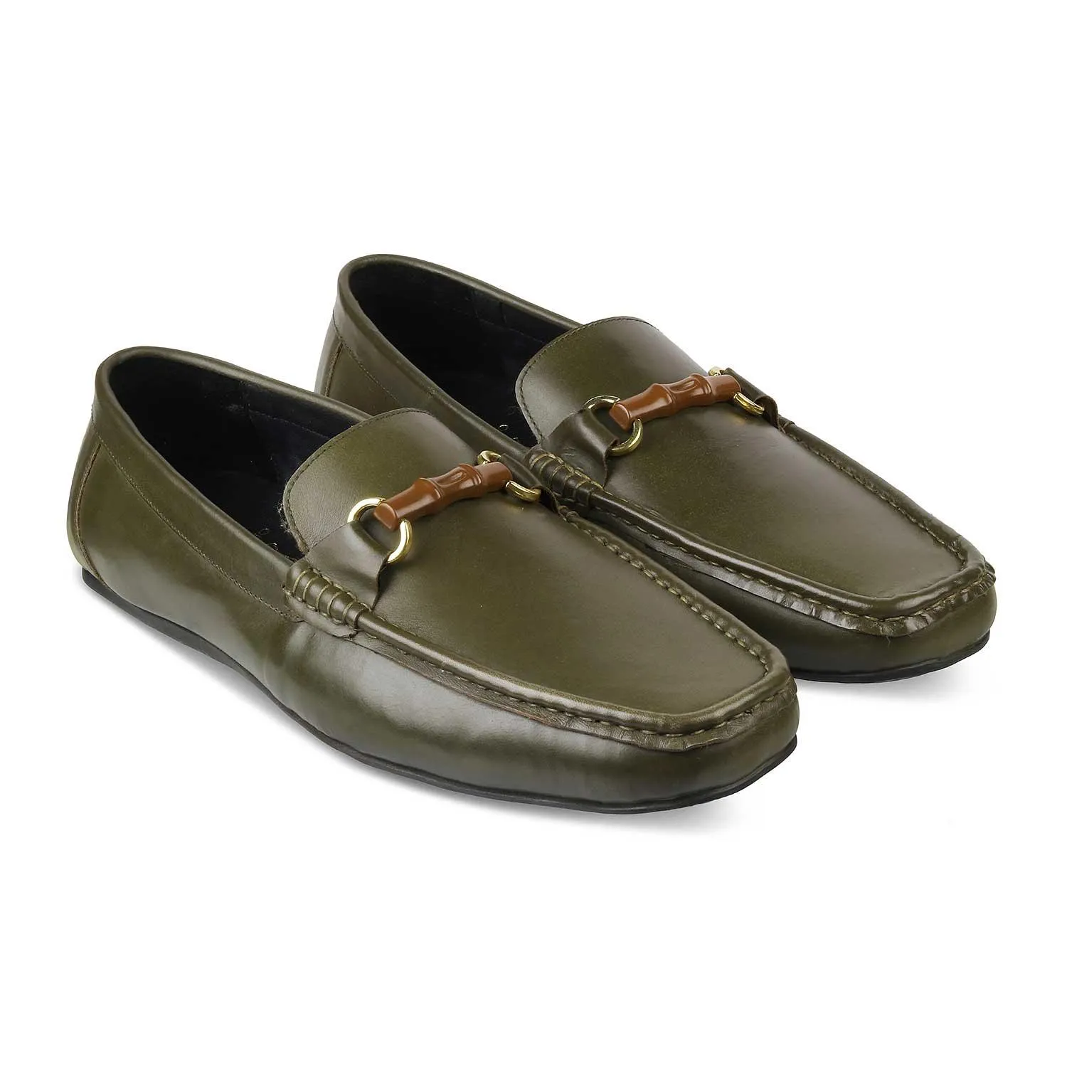 The Porter-2 Green Men's Leather Loafers Tresmode