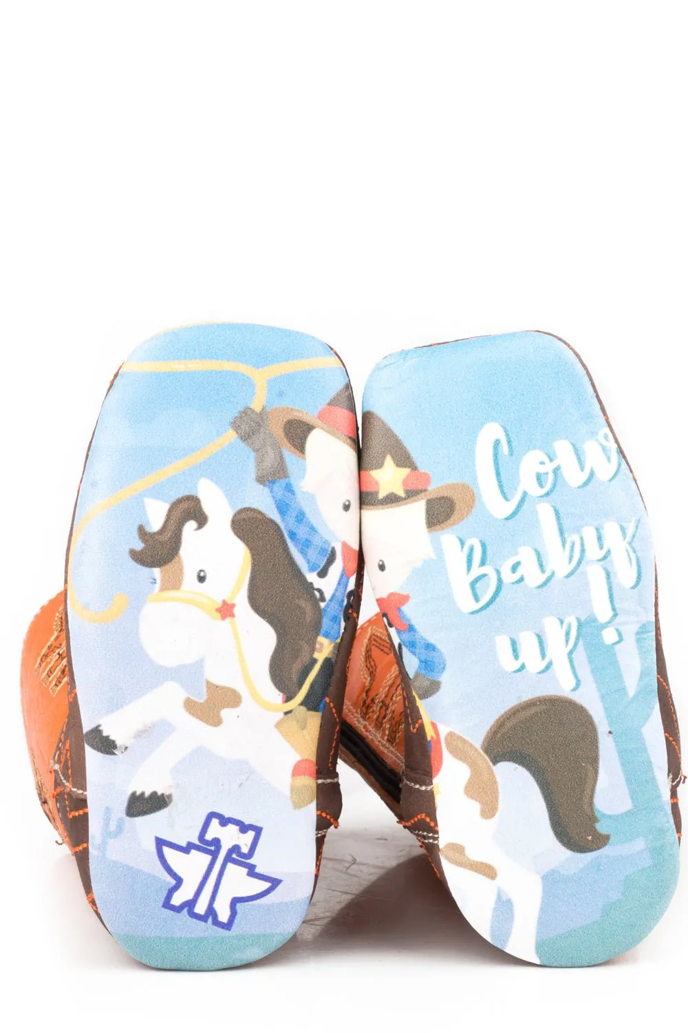 Tin Haul Infants Boys Orange/Brown Leather Lil Horsepower Cowboy Boots