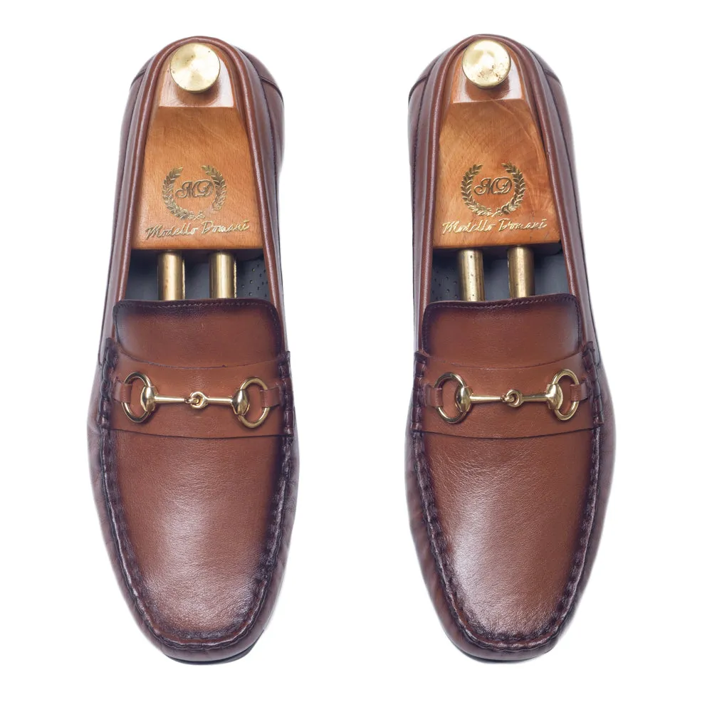 Tuscany Buckle Leather Loafers (Brown Burnish)