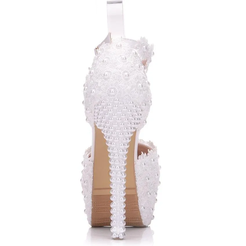 Wedding platform ankle strap stiletto heels