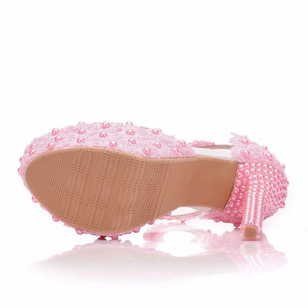Wedding platform ankle strap stiletto heels