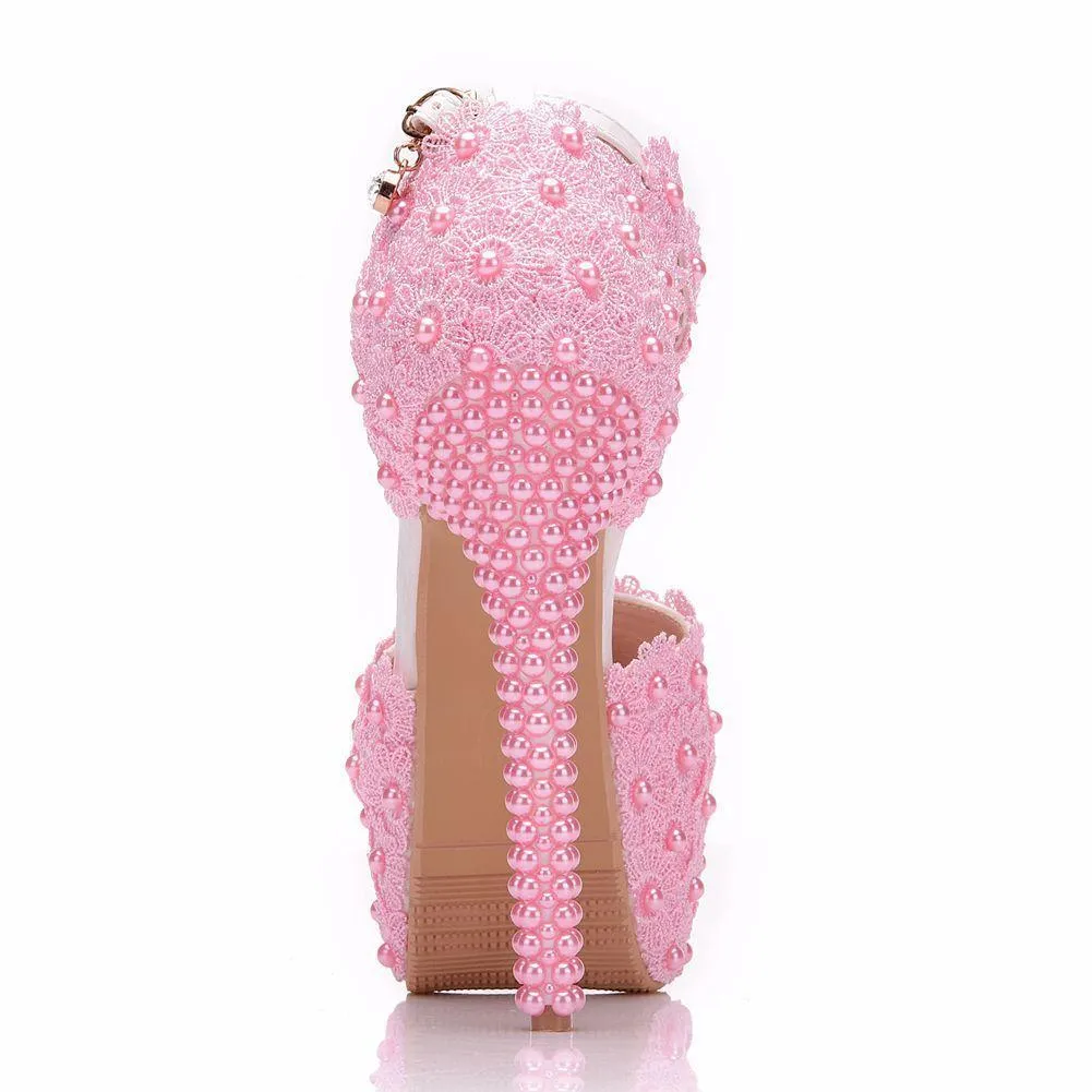 Wedding platform ankle strap stiletto heels