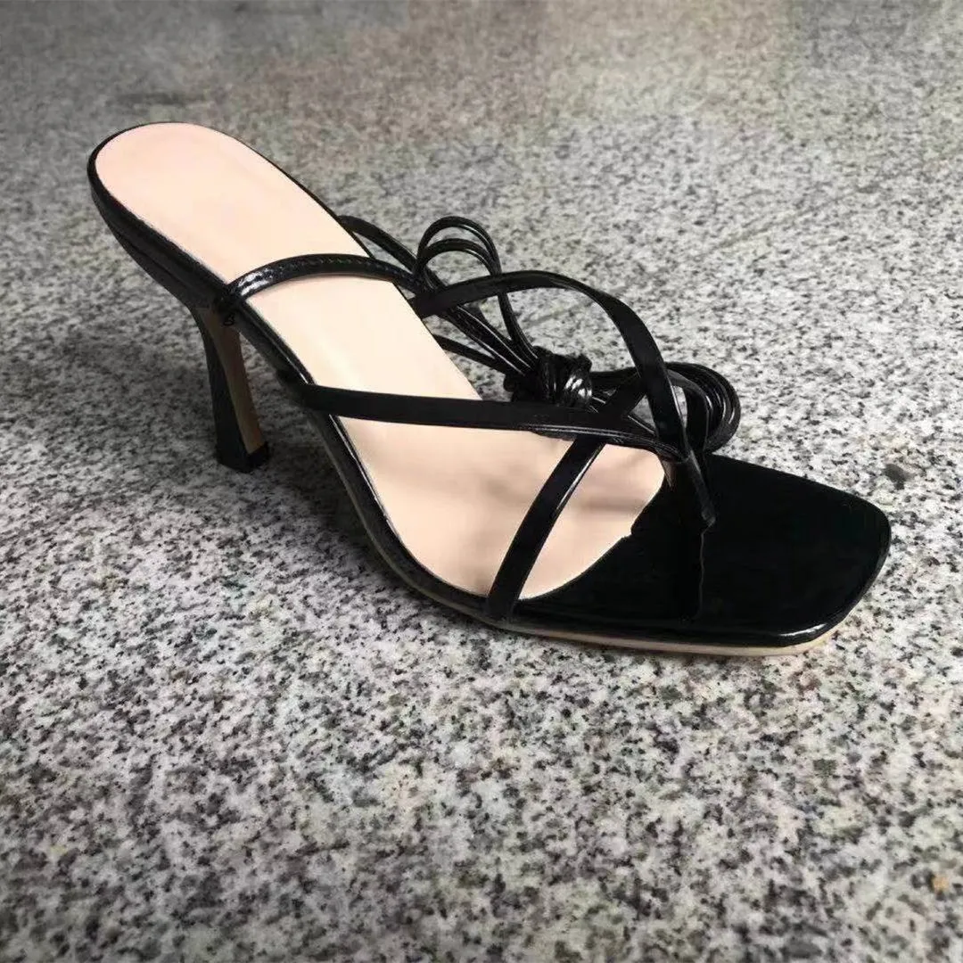 Women clip toe slingback stiletto high strappy lace up heels