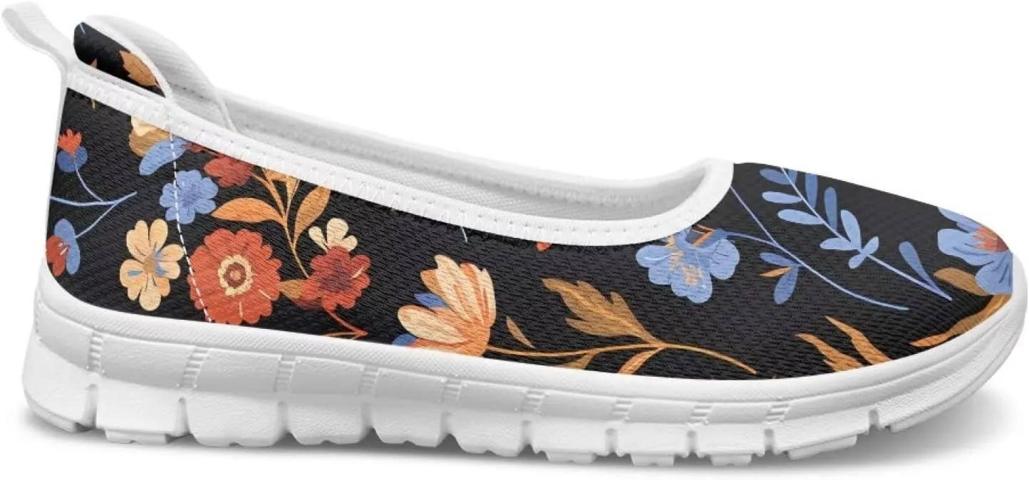 Women's Mesh Flats Shoes Breathable Slip on Shoes Casual Flats Comfortable Walking Shoes White Sole