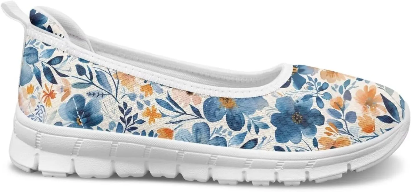 Women's Mesh Flats Shoes Breathable Slip on Shoes Casual Flats Comfortable Walking Shoes White Sole
