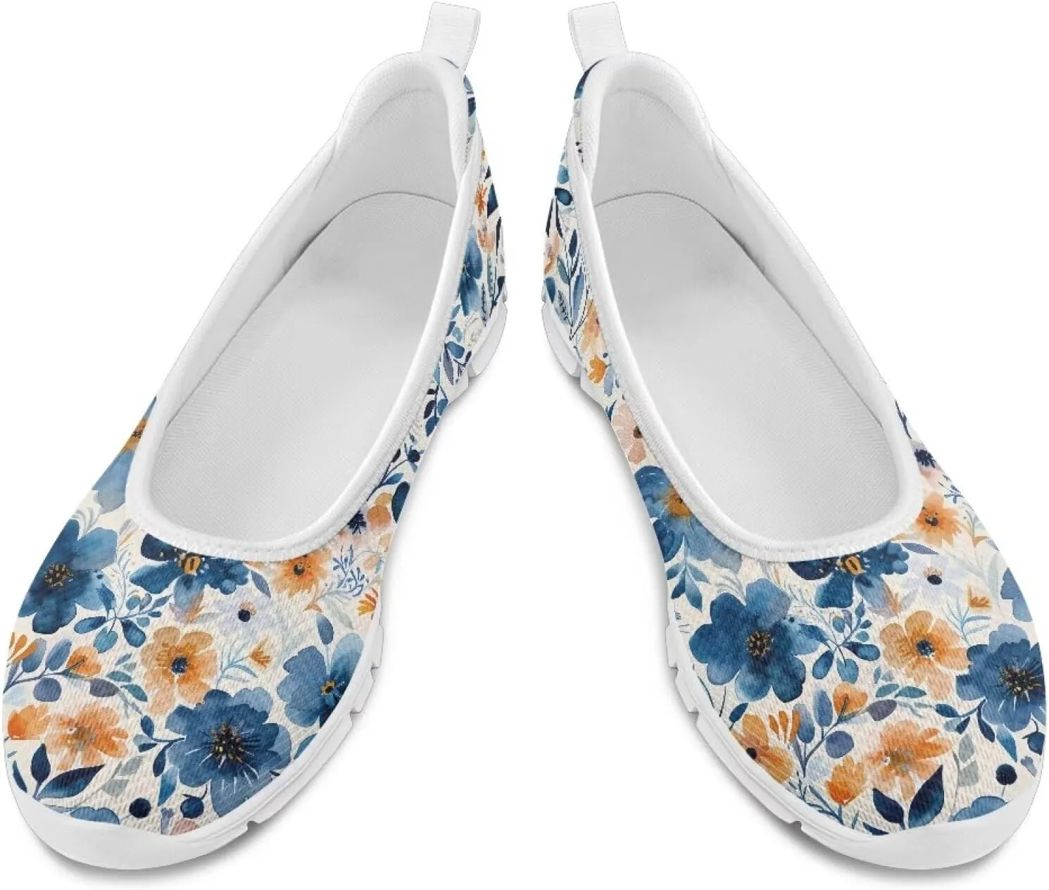 Women's Mesh Flats Shoes Breathable Slip on Shoes Casual Flats Comfortable Walking Shoes White Sole