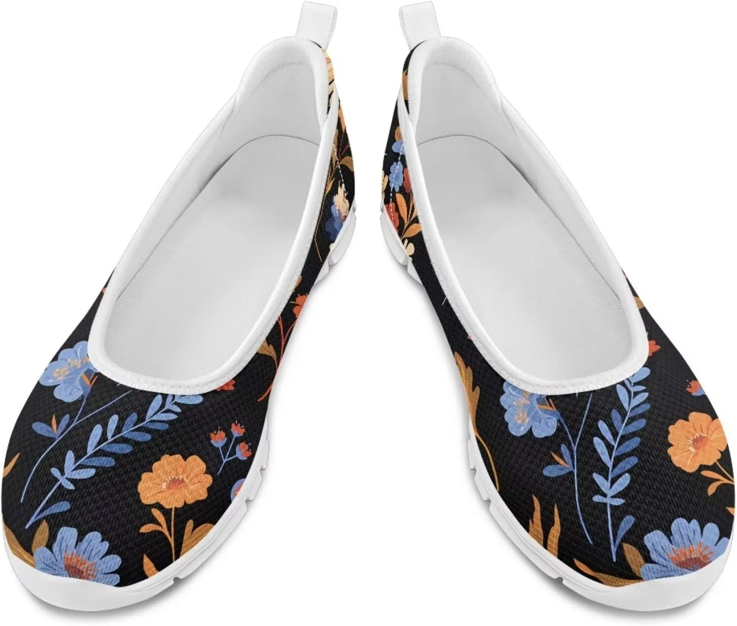 Women's Mesh Flats Shoes Breathable Slip on Shoes Casual Flats Comfortable Walking Shoes White Sole