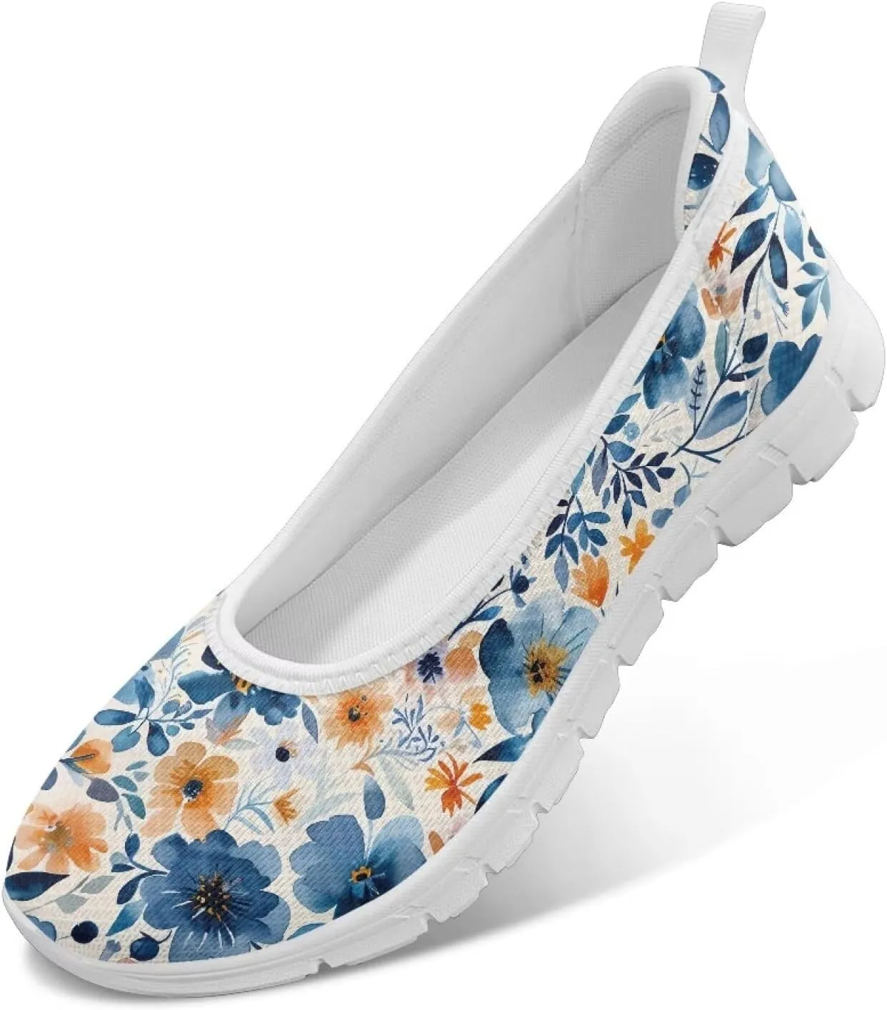 Women's Mesh Flats Shoes Breathable Slip on Shoes Casual Flats Comfortable Walking Shoes White Sole