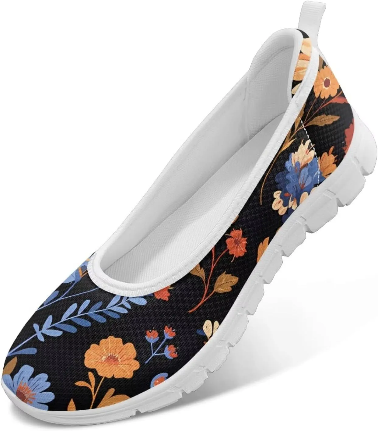 Women's Mesh Flats Shoes Breathable Slip on Shoes Casual Flats Comfortable Walking Shoes White Sole