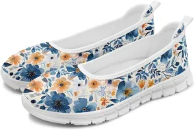 Women's Mesh Flats Shoes Breathable Slip on Shoes Casual Flats Comfortable Walking Shoes White Sole