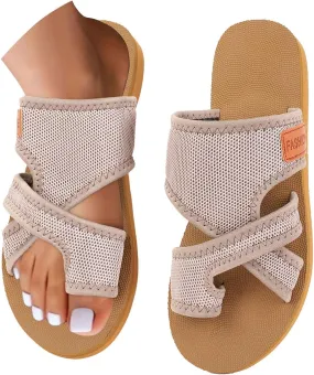 Womens Mesh Sandals 2025 Trendy Hollow Slide Sandals Orthopedic Shoes Breathable Casual Extra Wide Slippers Flat Shoe