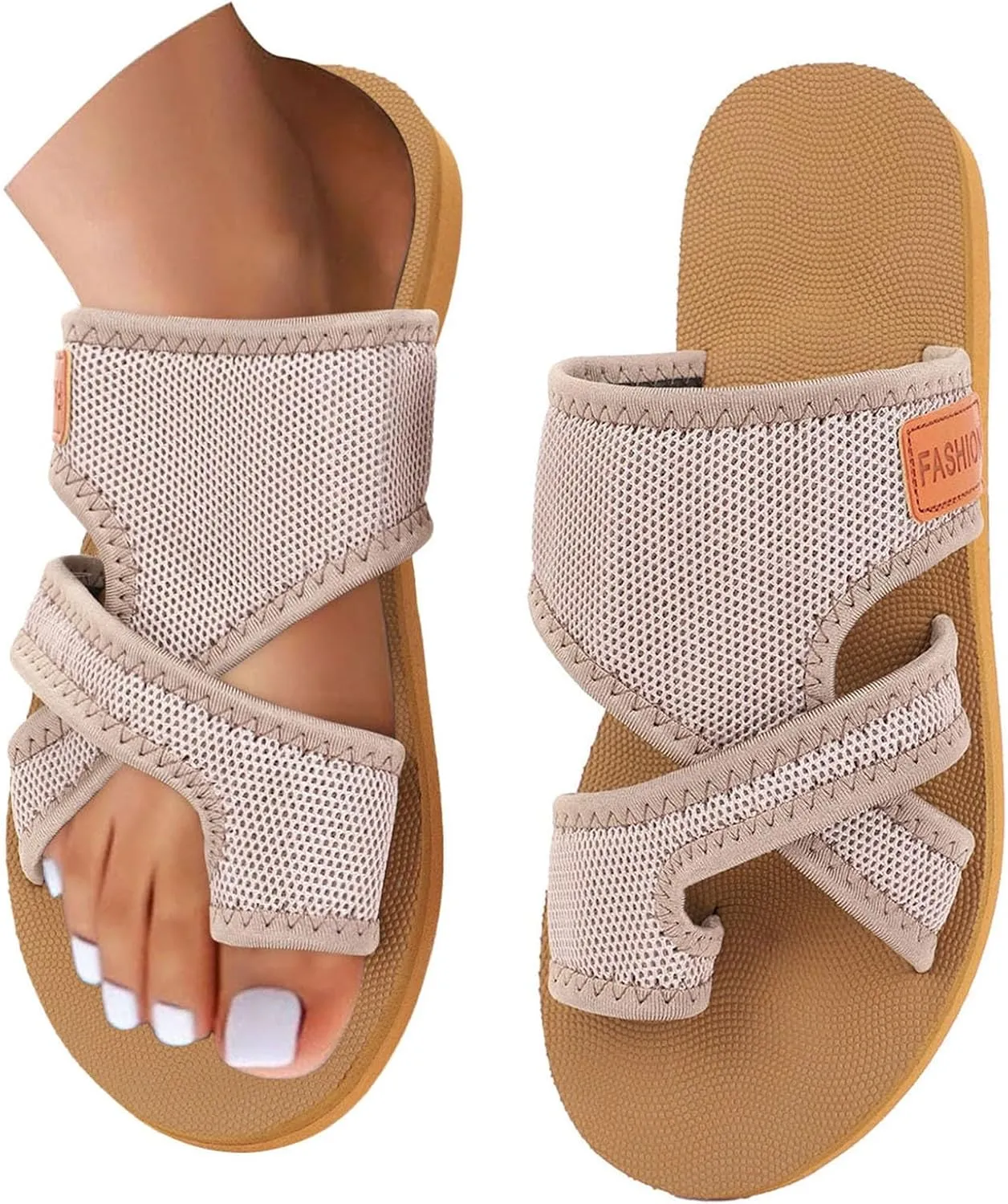 Womens Mesh Sandals 2025 Trendy Hollow Slide Sandals Orthopedic Shoes Breathable Casual Extra Wide Slippers Flat Shoe