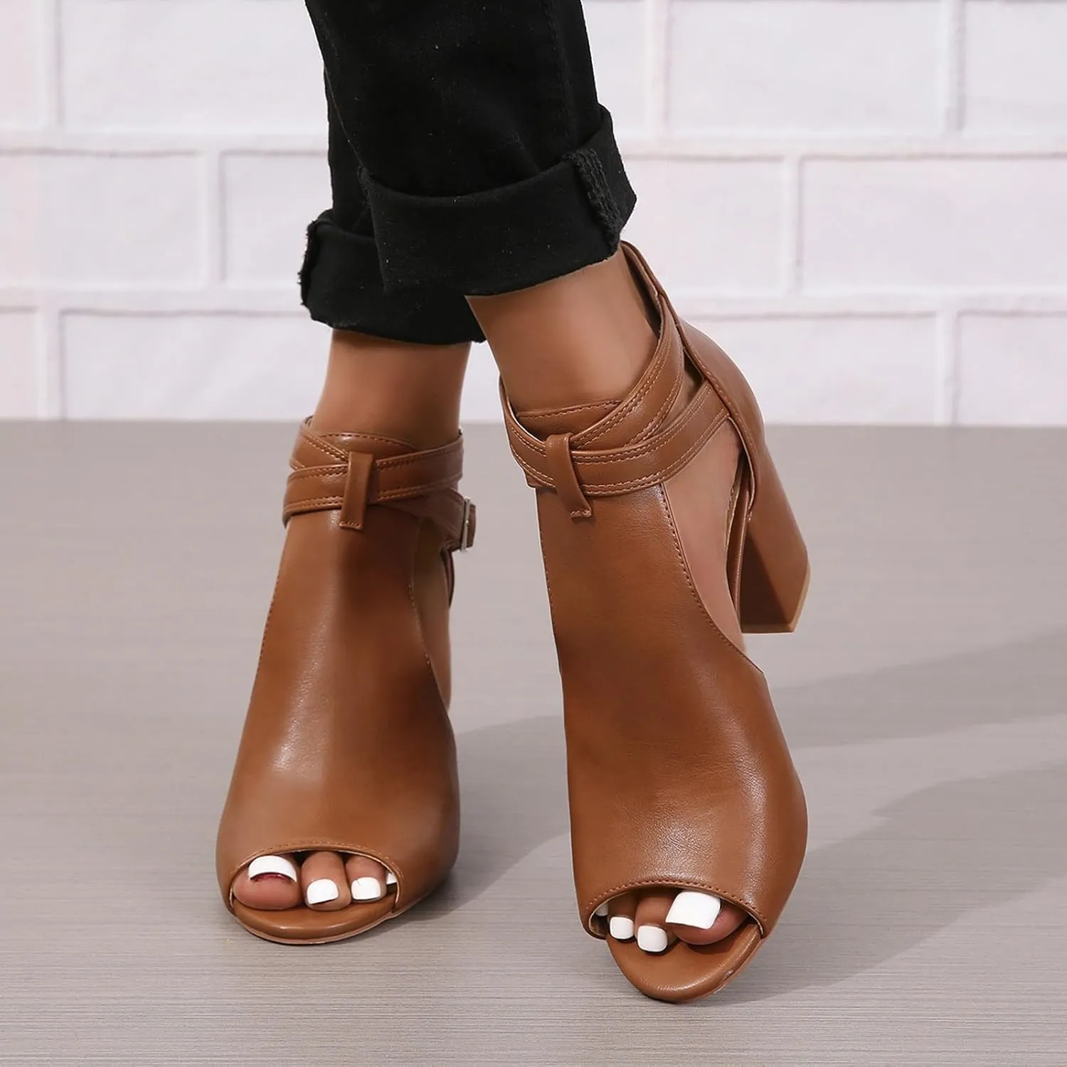 Womens Open Toe Heels Sandals 2024 Chunky Heel Cute Summer Peep Toe Dressy Trendy Ladies Spring Comfy Spring 2024 Y2K, 7, Black,brown,beige