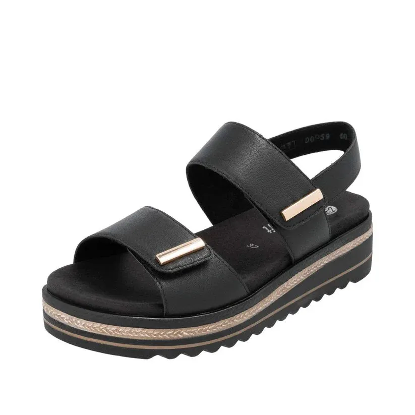 Women's Remonte Black Velcro Sandal