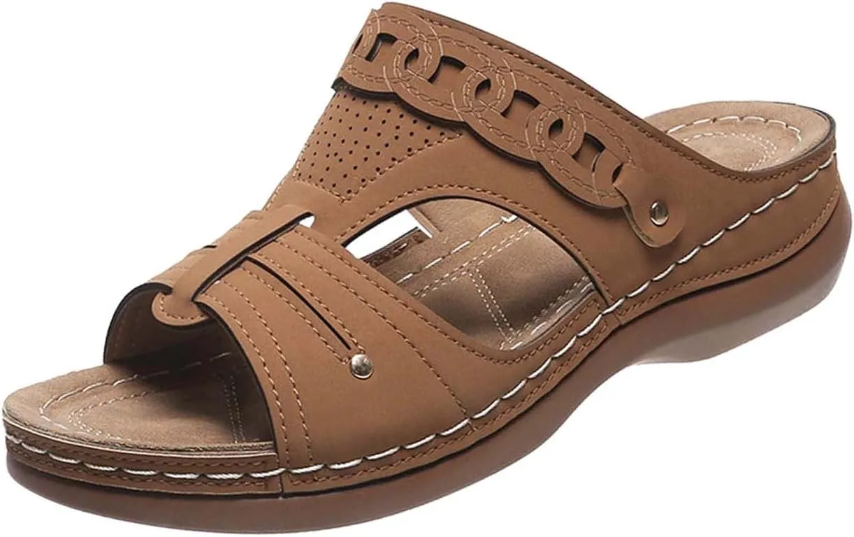 Women's Solid Color Orthopedic Sandal Hollow Out Fashion Trendy Shoes Summer Pure Classic Comfort Sandals