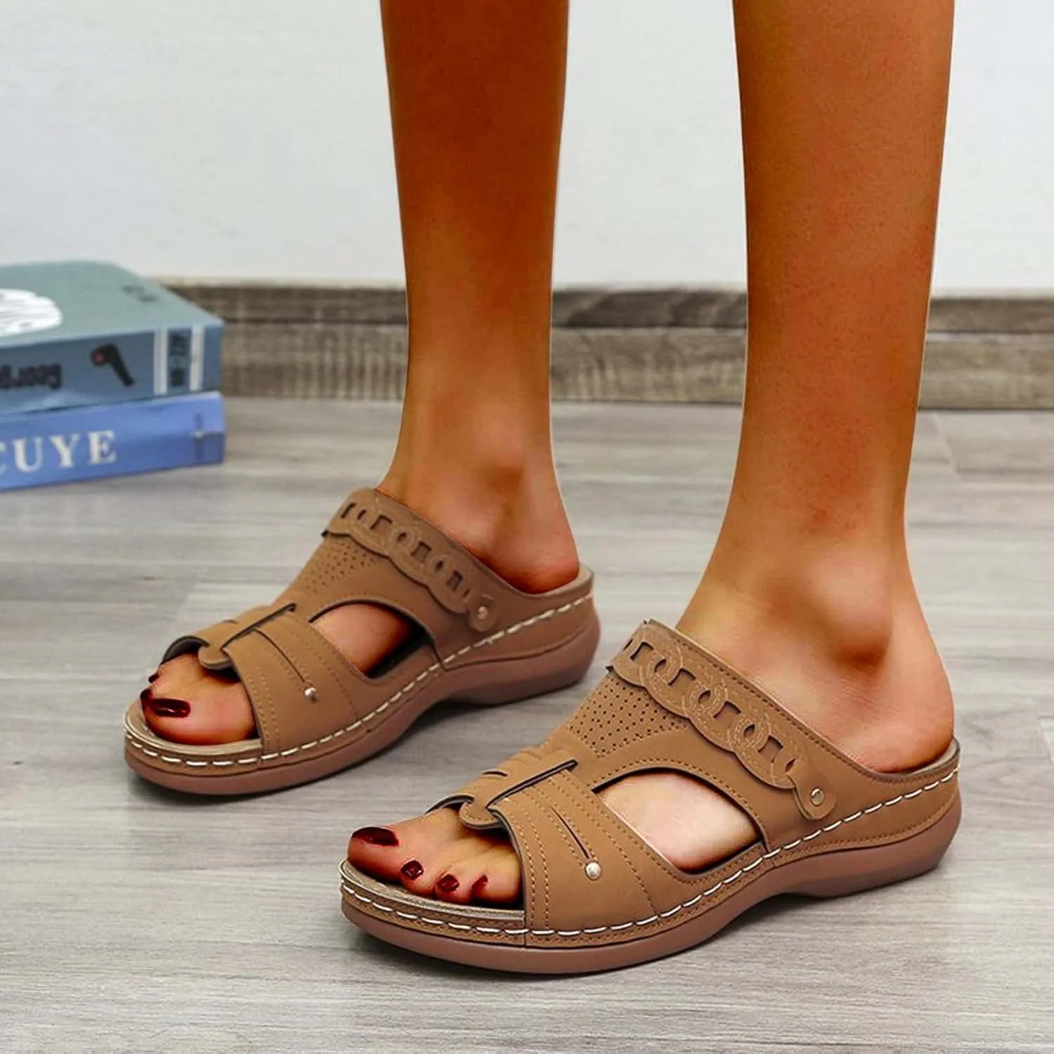 Women's Solid Color Orthopedic Sandal Hollow Out Fashion Trendy Shoes Summer Pure Classic Comfort Sandals