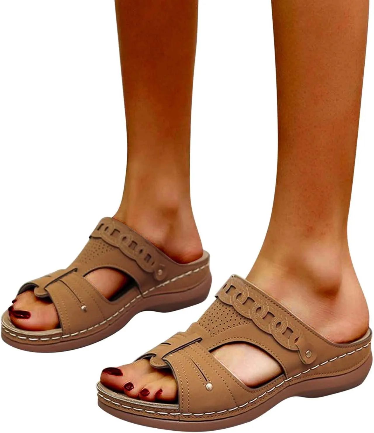 Women's Solid Color Orthopedic Sandal Hollow Out Fashion Trendy Shoes Summer Pure Classic Comfort Sandals
