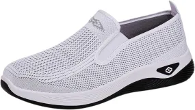 Women's Woven Orthopedic Breathable Soft Shoes Slip On Arch Support Walking Flying Sneakers Comfortable Wide Width Walking Shoes