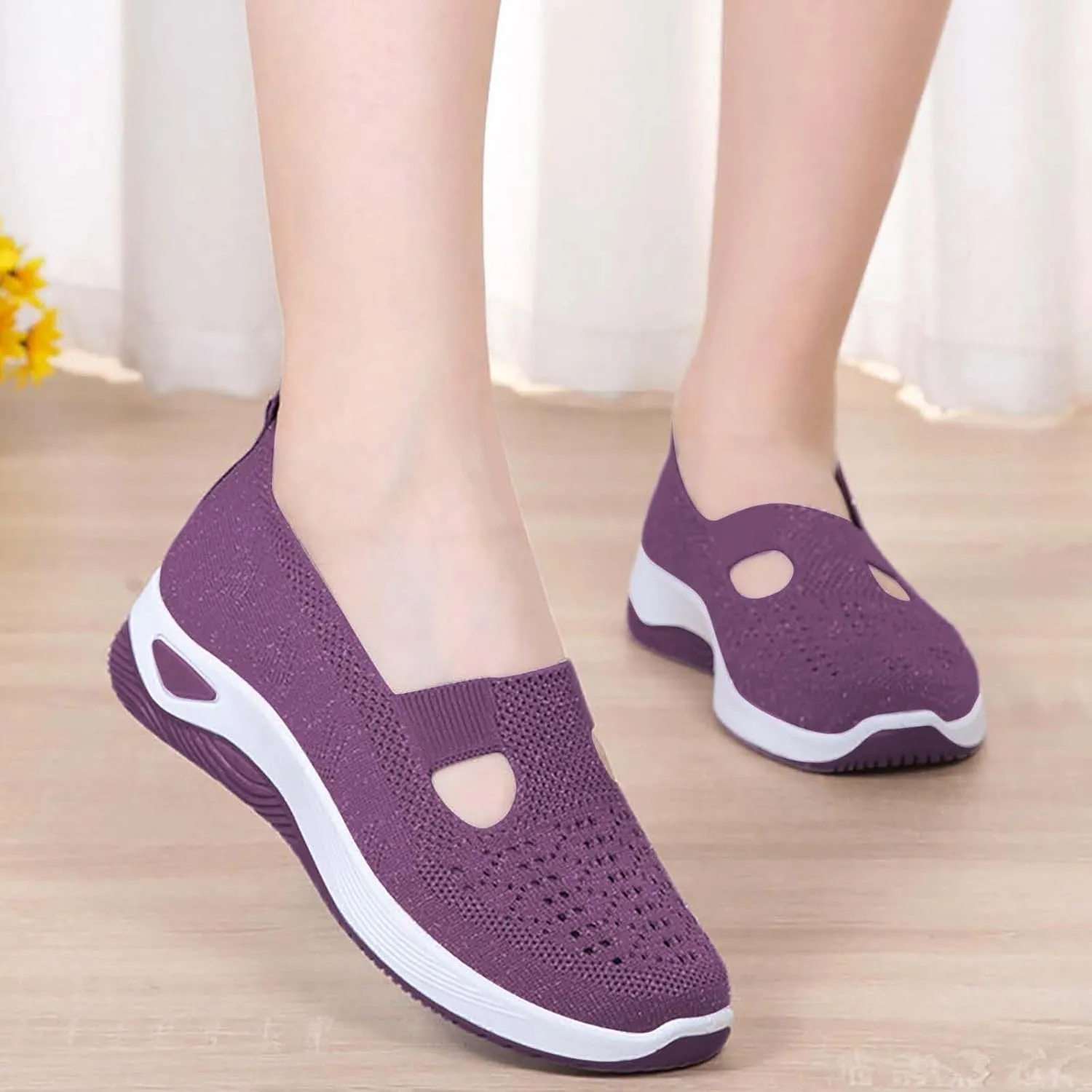 Women's Woven Orthopedic Breathable Soft Shoes Slip On Shoes Women Arch Support Women's Casual Shoes Platform Sneakers Waterproof Tennis Shoe Loafers Shoe