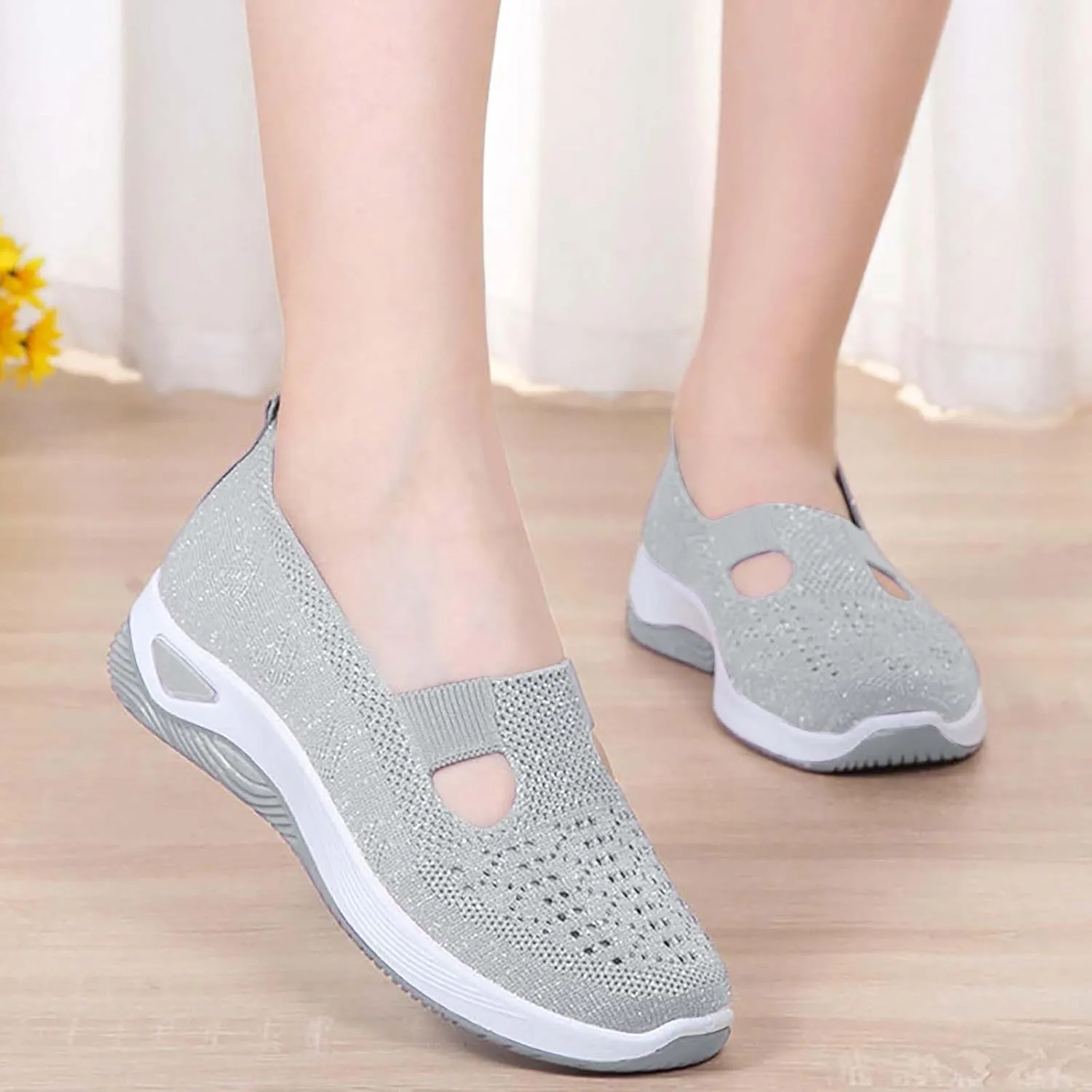 Women's Woven Orthopedic Breathable Soft Shoes Tennis Shoes Men Mesh Casual Shoes Trendy Women's Fashion Sneakers White Tennis Shoe Trainers Shoe