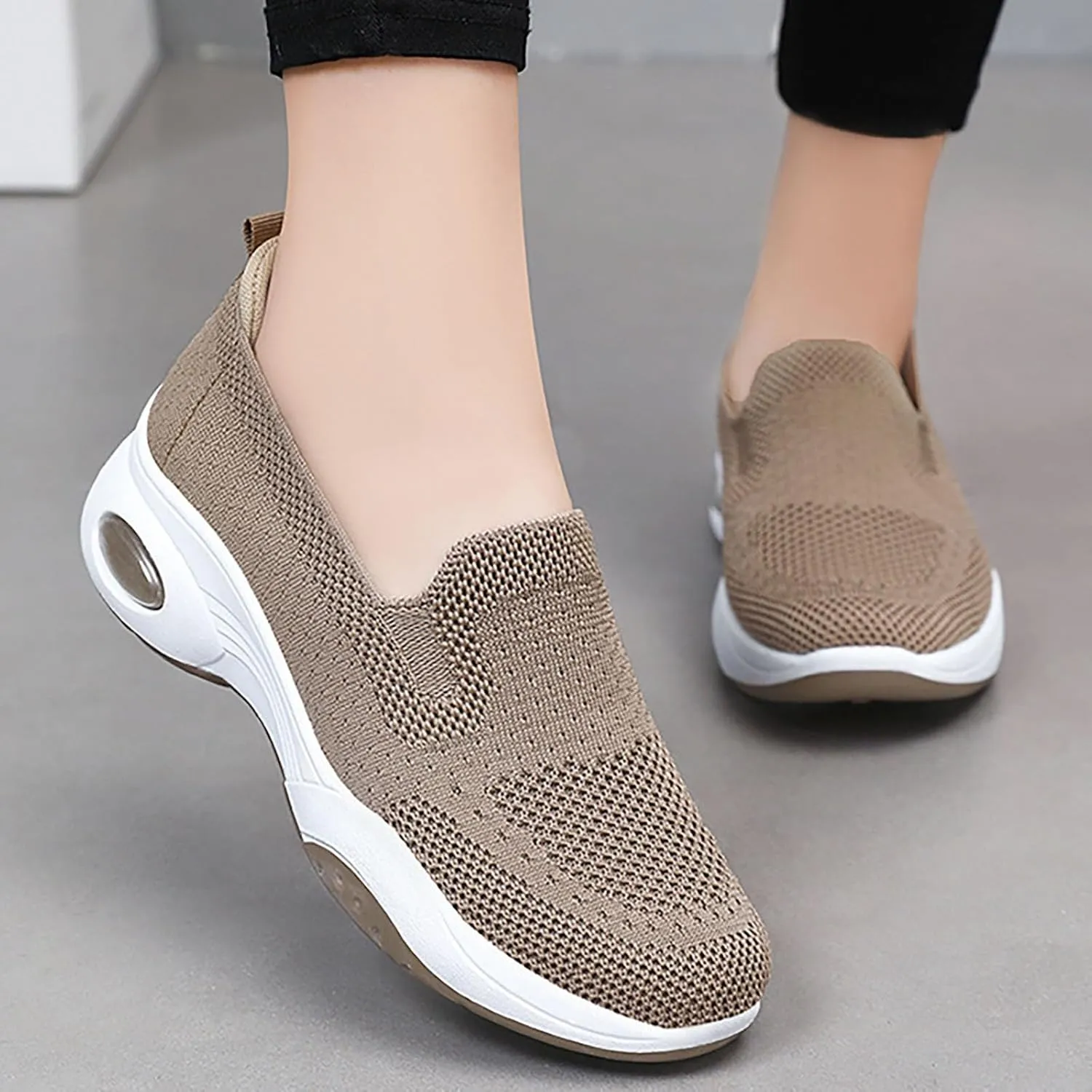 Women's Woven Orthopedic Soft Breathable Shoes Outdoor Comfort Fashion Casual Sneakers Wide Slip-on Tennis Shoes Arch Support Foam Shoes