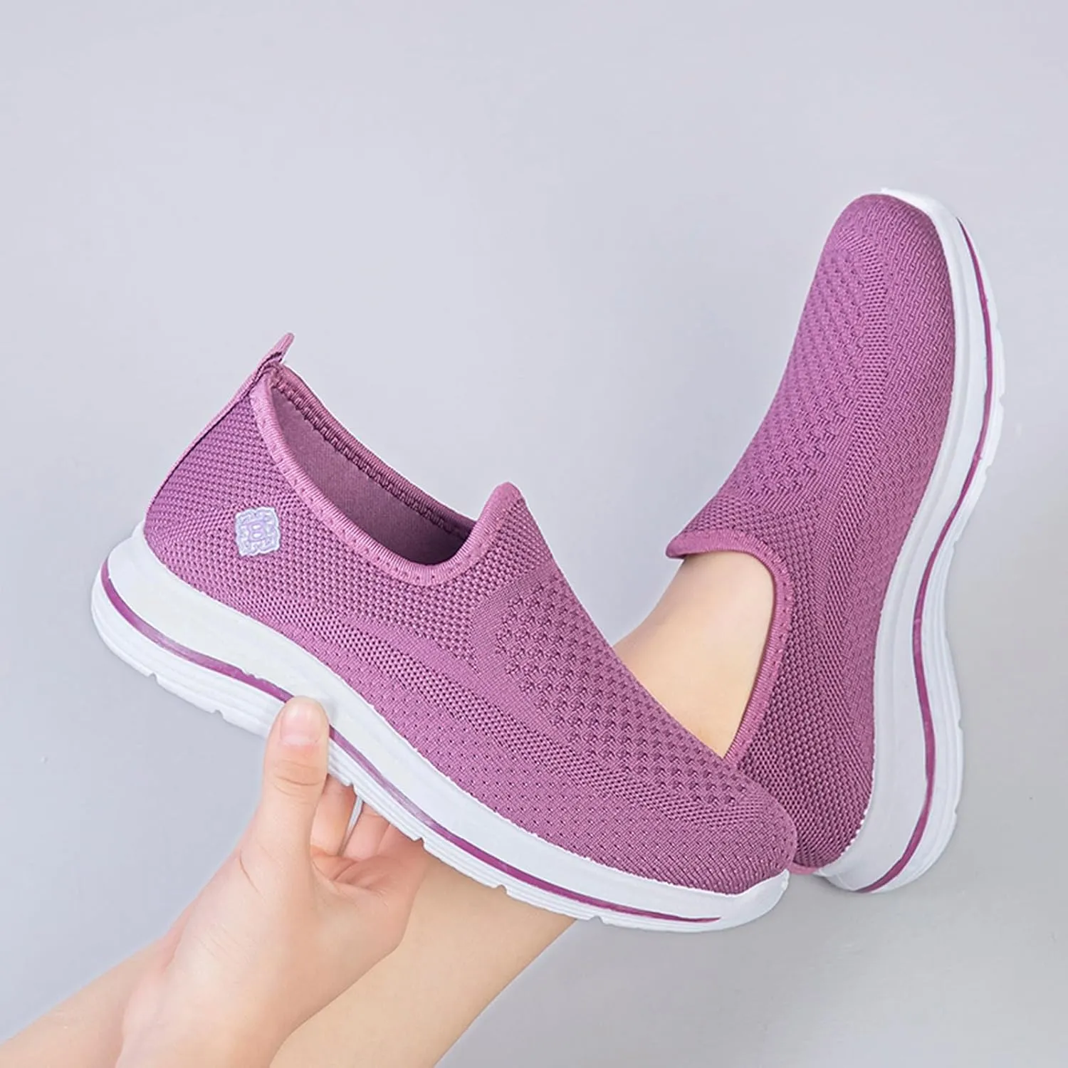 Women's Woven Orthopedic Soft Breathable Shoes Outdoor Comfort Fashion Casual Sneakers Wide Slip-on Tennis Shoes Arch Support Foam Shoes