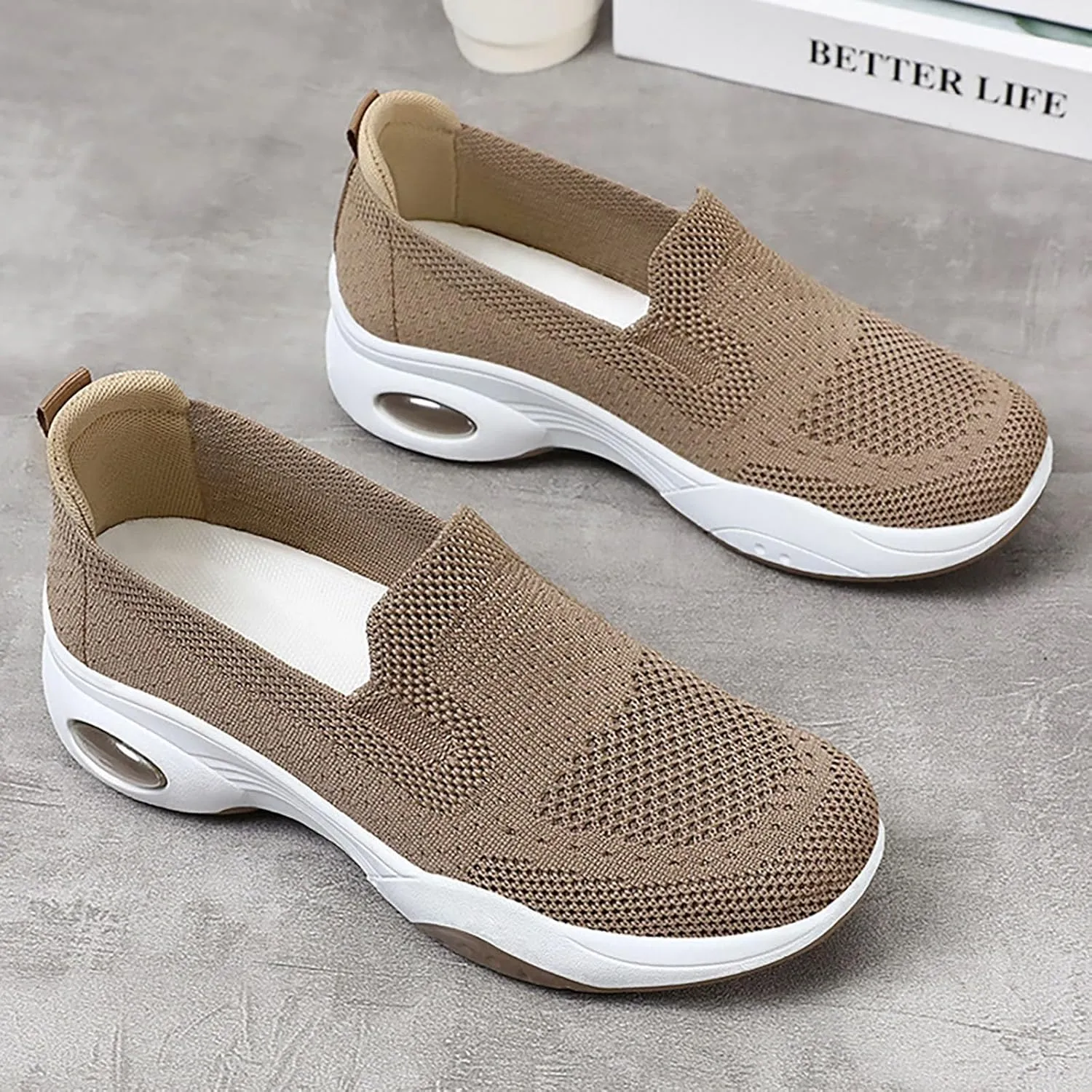 Women's Woven Orthopedic Soft Breathable Shoes Outdoor Comfort Fashion Casual Sneakers Wide Slip-on Tennis Shoes Arch Support Foam Shoes
