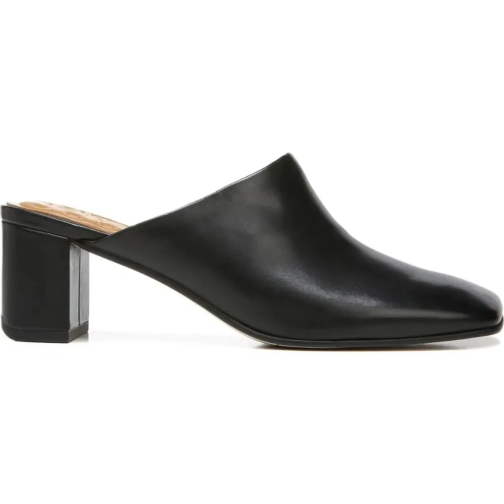 Xenia Black Leather Franco Sarto Mules