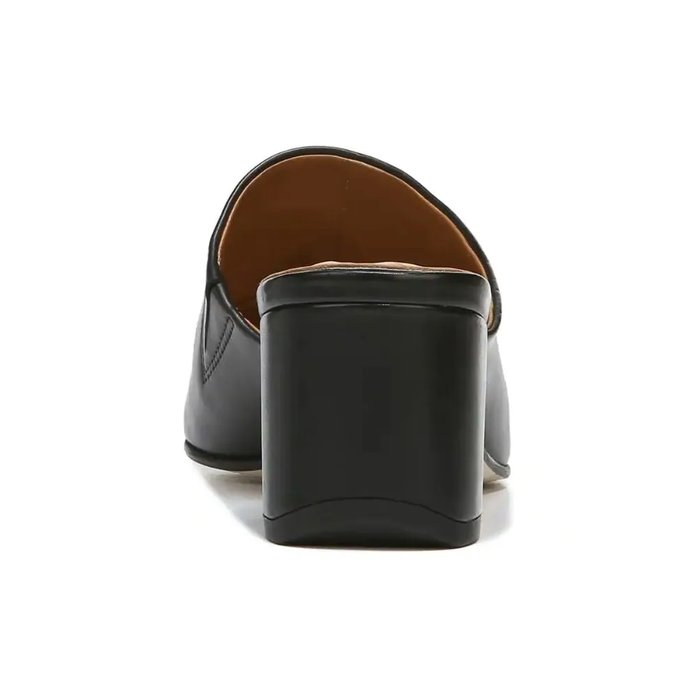 Xenia Black Leather Franco Sarto Mules