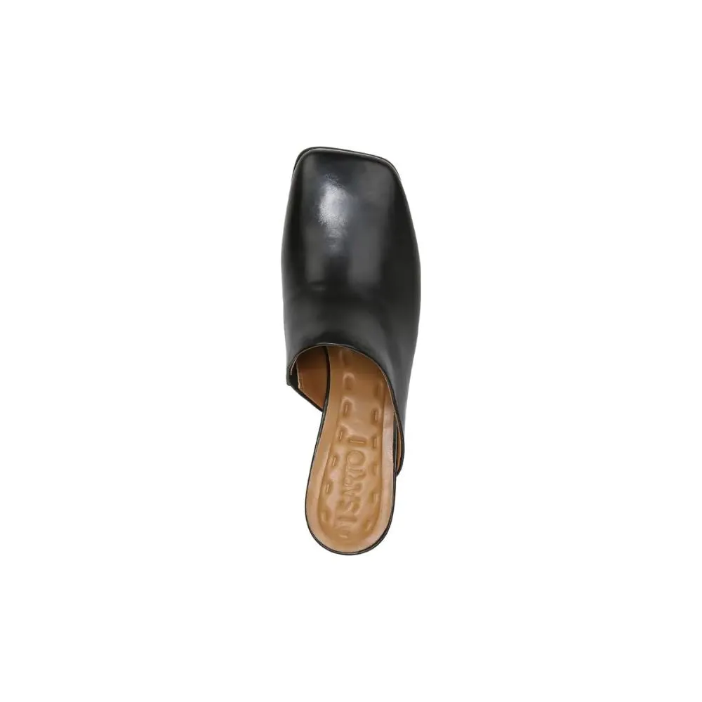 Xenia Black Leather Franco Sarto Mules