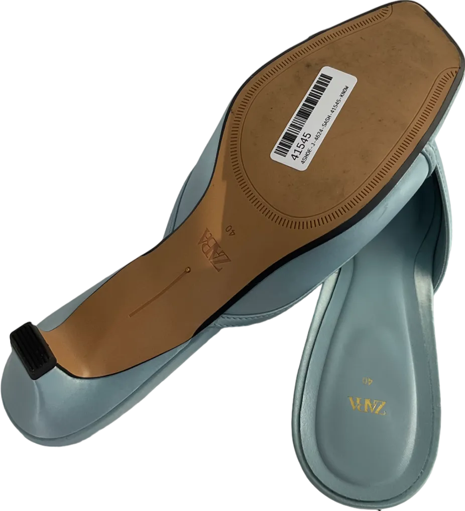 ZARA Blue Heeled Mules With Bow UK 7 EU 40 👠