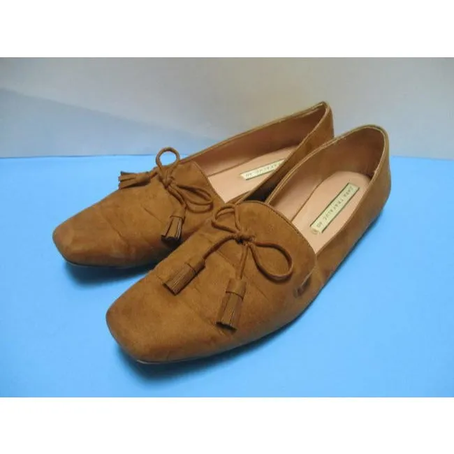 Zara Brown Soft Rust Suede Square Toe Loafer Slip On Flats Size Eu
