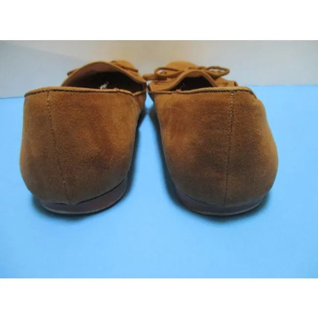 Zara Brown Soft Rust Suede Square Toe Loafer Slip On Flats Size Eu